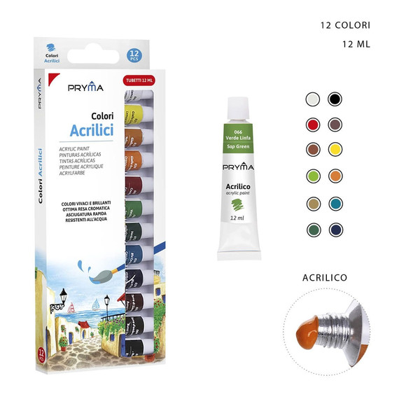 Pryma - Colore acrilico Tubo 12Ml 12Pz