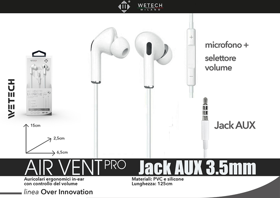 Wetech Auricolari Air Vent Pro Con Microfono