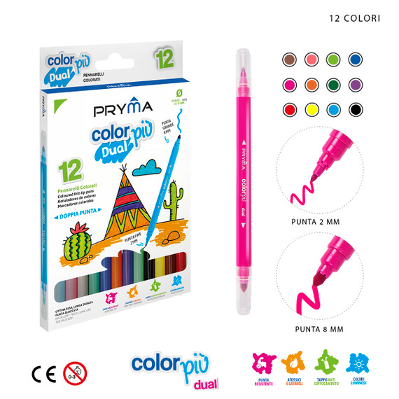 Pryma - Pennarelli Colorpiu Dual 12Pz Bl.