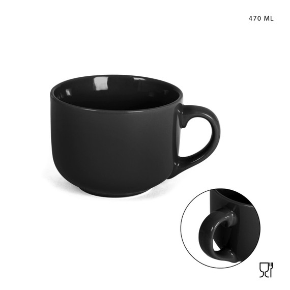 Dc - Tazza Colazione C/Manico Gres 470Ml Nero