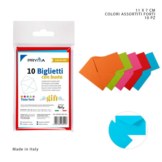 Pryma - Biglietto + busta 11x7Cm colori 10pz  ft 4