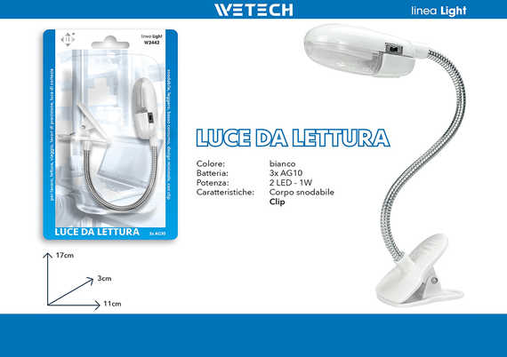 Wetech Lampada Da Lettura C/Clip 3Xag10