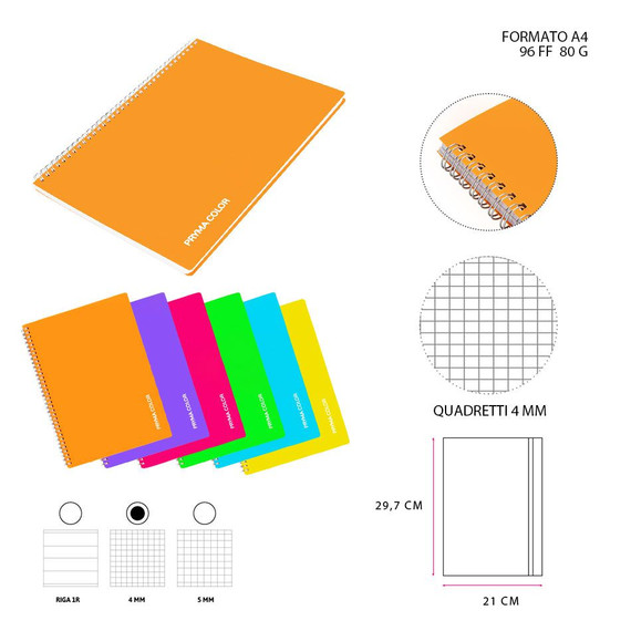 Pryma - Memobook Anelli Pp C/Fori A4 80Ff 80G 4Mm