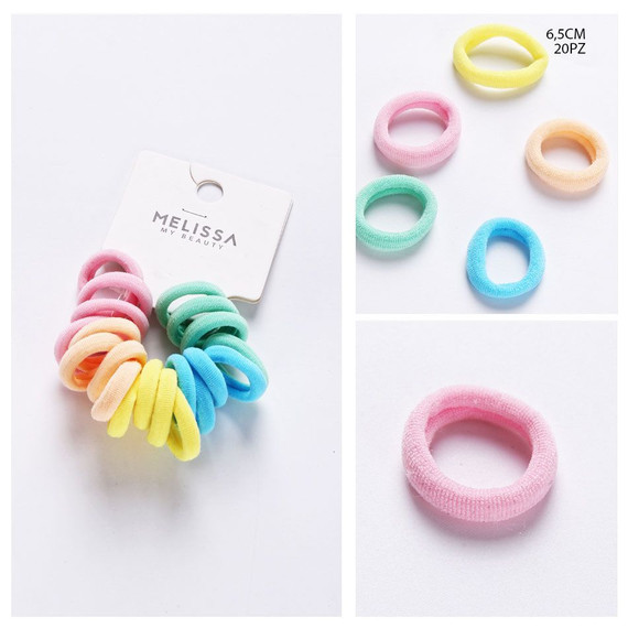 Melissa - Elastico Capelli 6.5Cm 20Pz Pastello