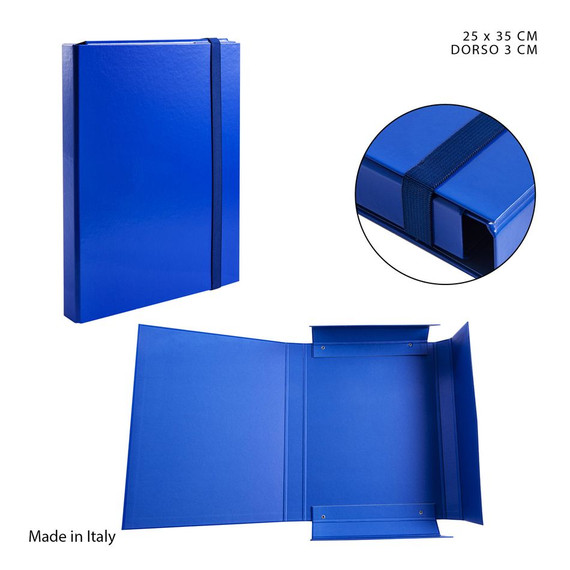 Pryma - Cartella 3/l con elastico piatto blu d3