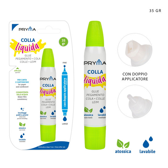 Pryma - Colla liquida trasp. 35g doppio applicatore