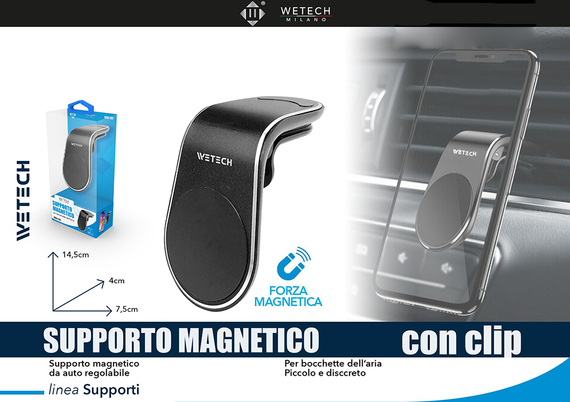 Wetech Supporto Auto Magnetico - Nero