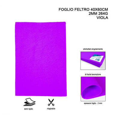 Foglio feltro 40x60 cm 2mm 264G verde chiaro - Dc