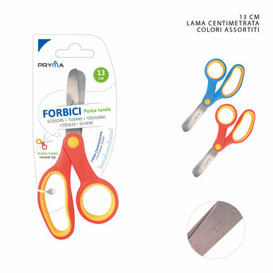 Forbici scuola 14cm centimetrate punta tonda colori assortiti