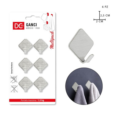 Dc - Gancio Adesivo Metallo 4X4Cm 3Pz - CZ Store