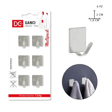 Dc - Gancio Adesivo Inox 6Pz - CZ Store