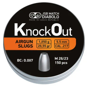 JSB Knockout Slugs .22 .217Dia 28.55gr JSB Knockout Slugs .22 .217Dia 28.55gr