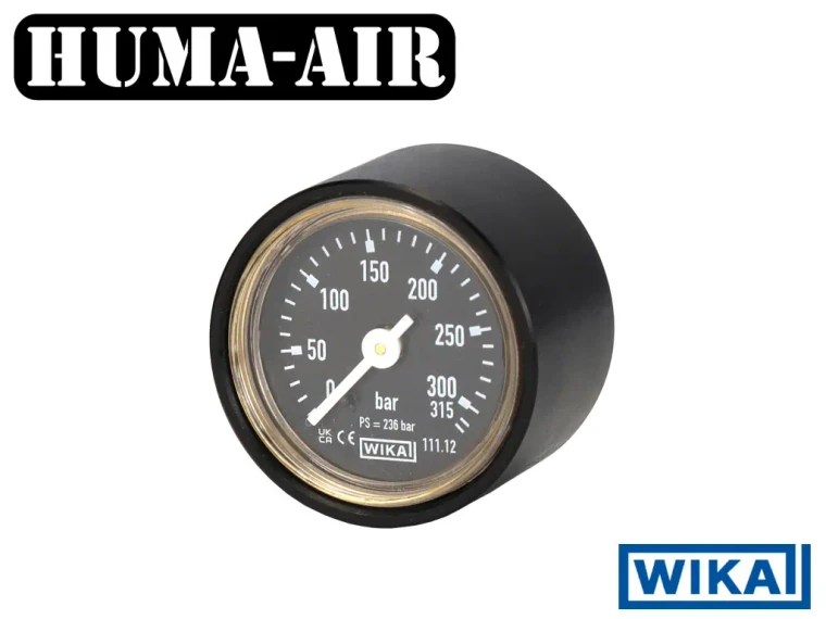 Wika Mini Pressure Gauge 28 mm 315 Bar Black Dial + Black Cover