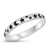 Sterling silver moon and stars fitted toe ring
