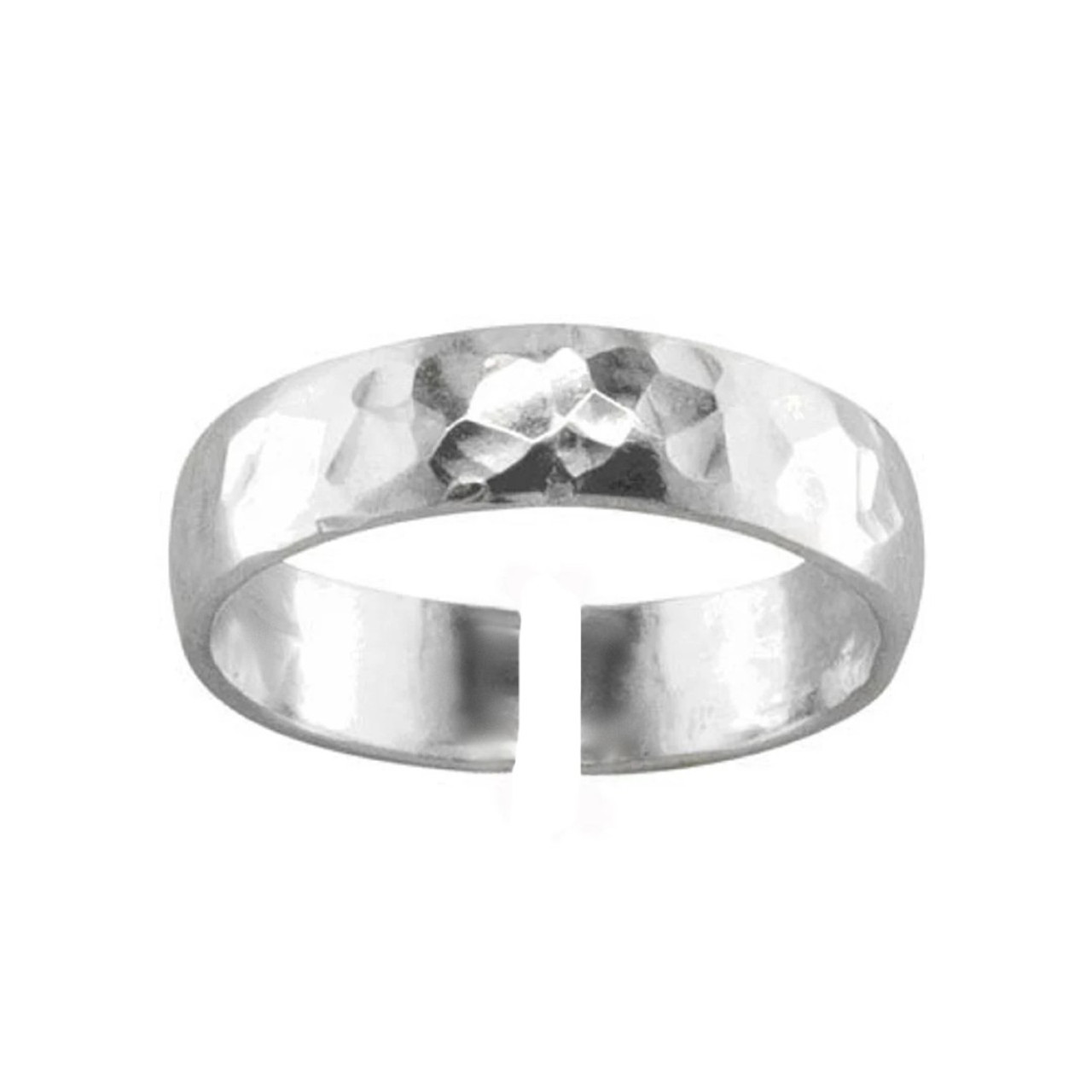 Sterling silver shiny hammered thumb ring
