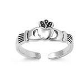 California Toe Rings Sterling silver claddagh adjustable toe ring 