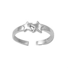 California Toe Rings Sterling silver double stars adjustable toe ring 