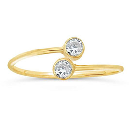 14k Yellow Gold-Filled Bypass Ring with Cubic Zirconia Stones - Size 7 to 9 - Adjustable Bypass Thumb Ring