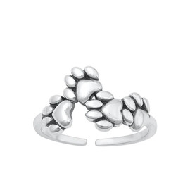 Pawprints on My Heart Toe Ring | Sterling Silver Adjustable Paw Print Jewelry – California Toe Rings