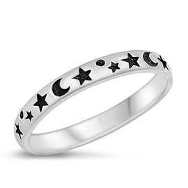 Starlit Dreams Moon & Stars Toe Ring | Sterling Silver Toe Ring in Sizes 2, 3 & 4 – California Toe Rings