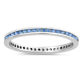 Blue Horizon 2mm Silver Eternity Ring with Blue Topaz CZ – California Toe Rings