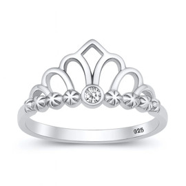Sterling Silver Princess Tiara Toe Ring "Your Highness" – Crown with CZ Crystals, Waterproof & Non-Tarnish (Sizes 4 & 5)
