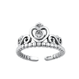 Sterling Silver Tiara Toe Ring – Adjustable with CZ Crystals, Waterproof & Non-Tarnish-Royal Sterling Silver Tiara Toe Ring – Adjustable with CZ Crystals, Waterproof & Non-Tarnish-Royal