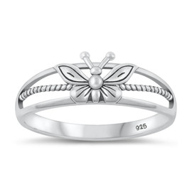Sterling Silver Butterfly Toe Ring, Size 5, Waterproof, Women and Teens Flutter Sterling Silver Butterfly Toe Ring, Size 5, Waterproof, Women and Teens Flutter