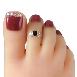 Sterling silver black onyx adjustable toe ring- Eclipse Sterling silver black onyx adjustable toe ring- Eclipse