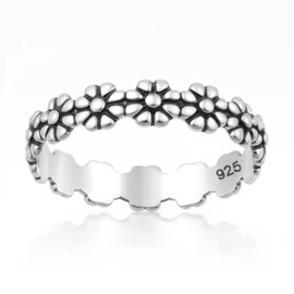Sterling silver daisy ring thumb ring for women - Blossom Breeze