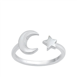 Sterling Silver Moon and Stars Adjustable Toe Ring for Women