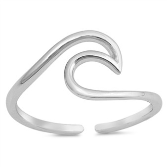 Sterling Silver Adjustable Wave Toe Ring for Women
