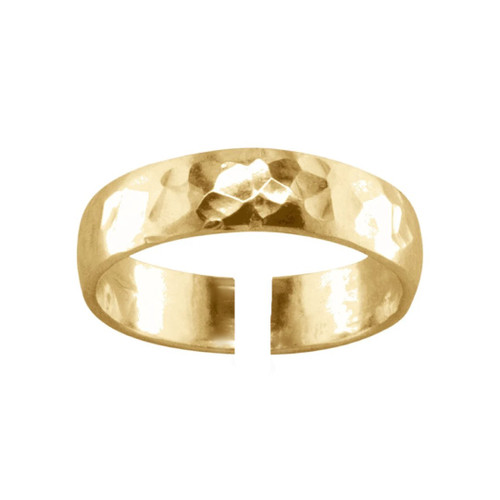 Hammered wide 14k gold filled adjustable toe ring