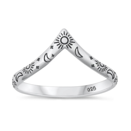Celestial Chevron Moon & Stars Toe Ring | Sterling Silver Adjustable Jewelry for Size 4 & 5 – California Toe Rings