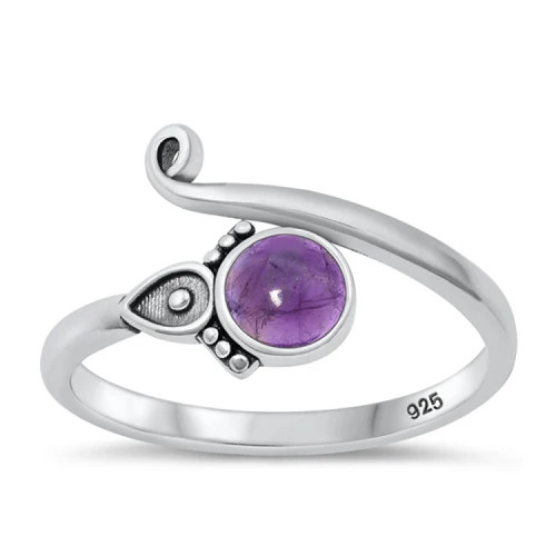 Sterling silver toe ring - Bali Moon Amethyst