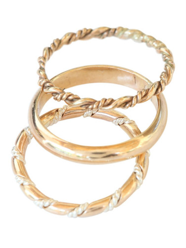 14k gold trio braid twist stacked toe rings, midi rings 