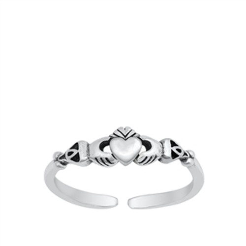 Sterling Silver Claddagh Adjustable Toe Ring for Women
