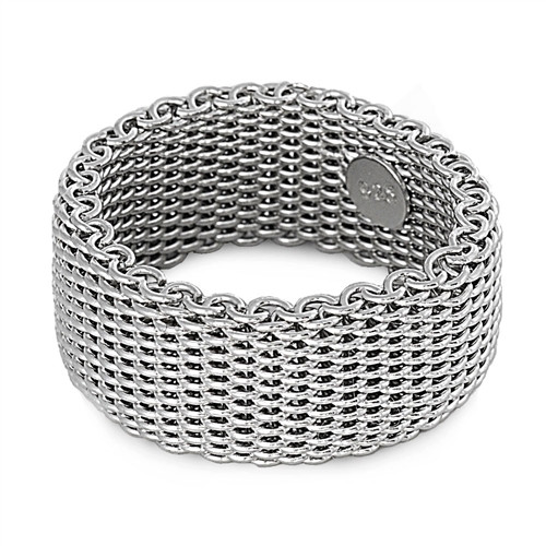 Thumb Ring, Sterling Silver Mesh Ring, Silver Mesh Ring, 10mm Wide, Very Comfortable Mesh Ring, Thumb Ring, For Women or Men Man Size 5 - 10