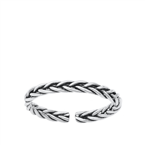 Sterling silver braid twist adjustable toe ring