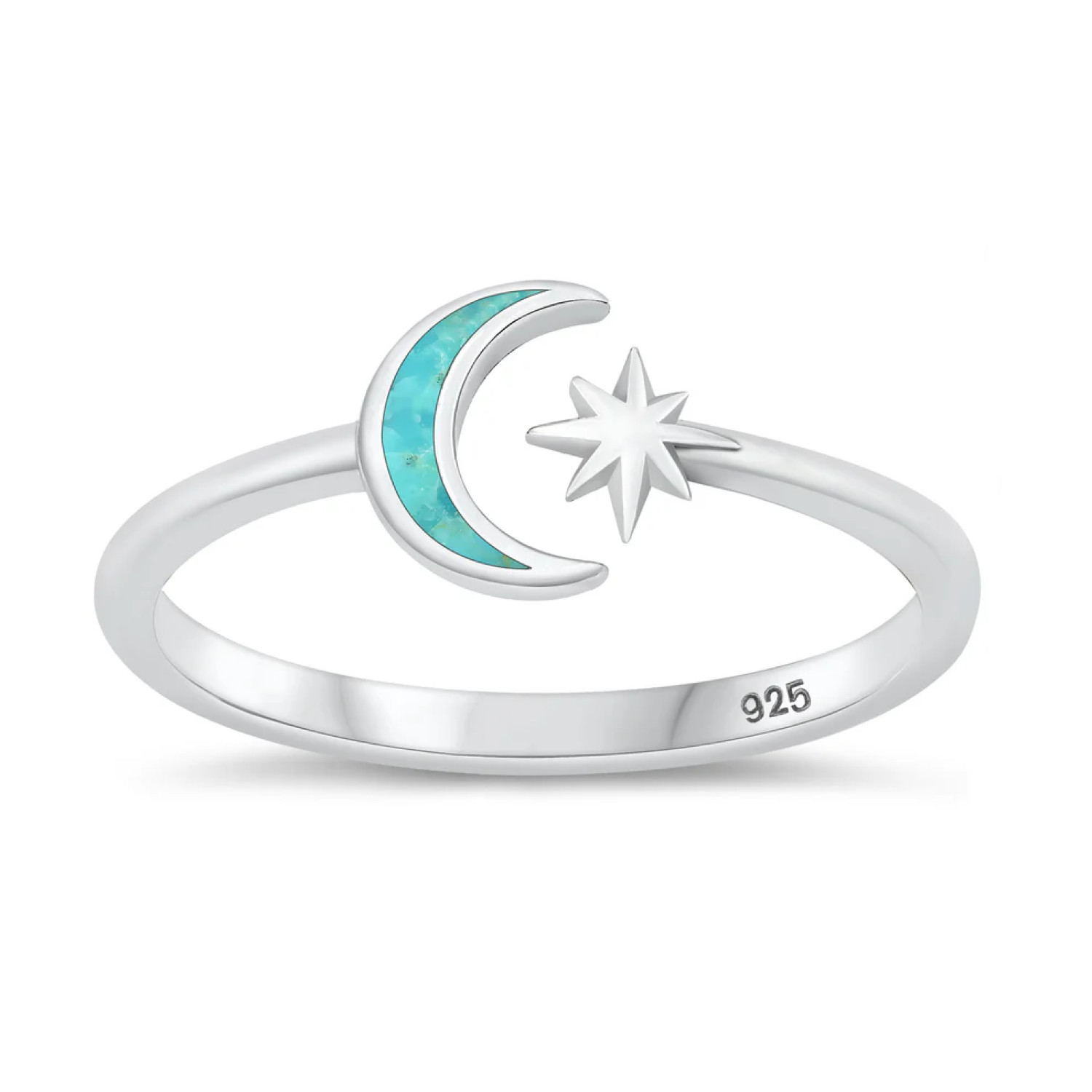 Sterling silver moon and star toe ring - turquoise stone - Cosmic Sands