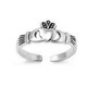 California Toe Rings Sterling silver claddagh adjustable toe ring 