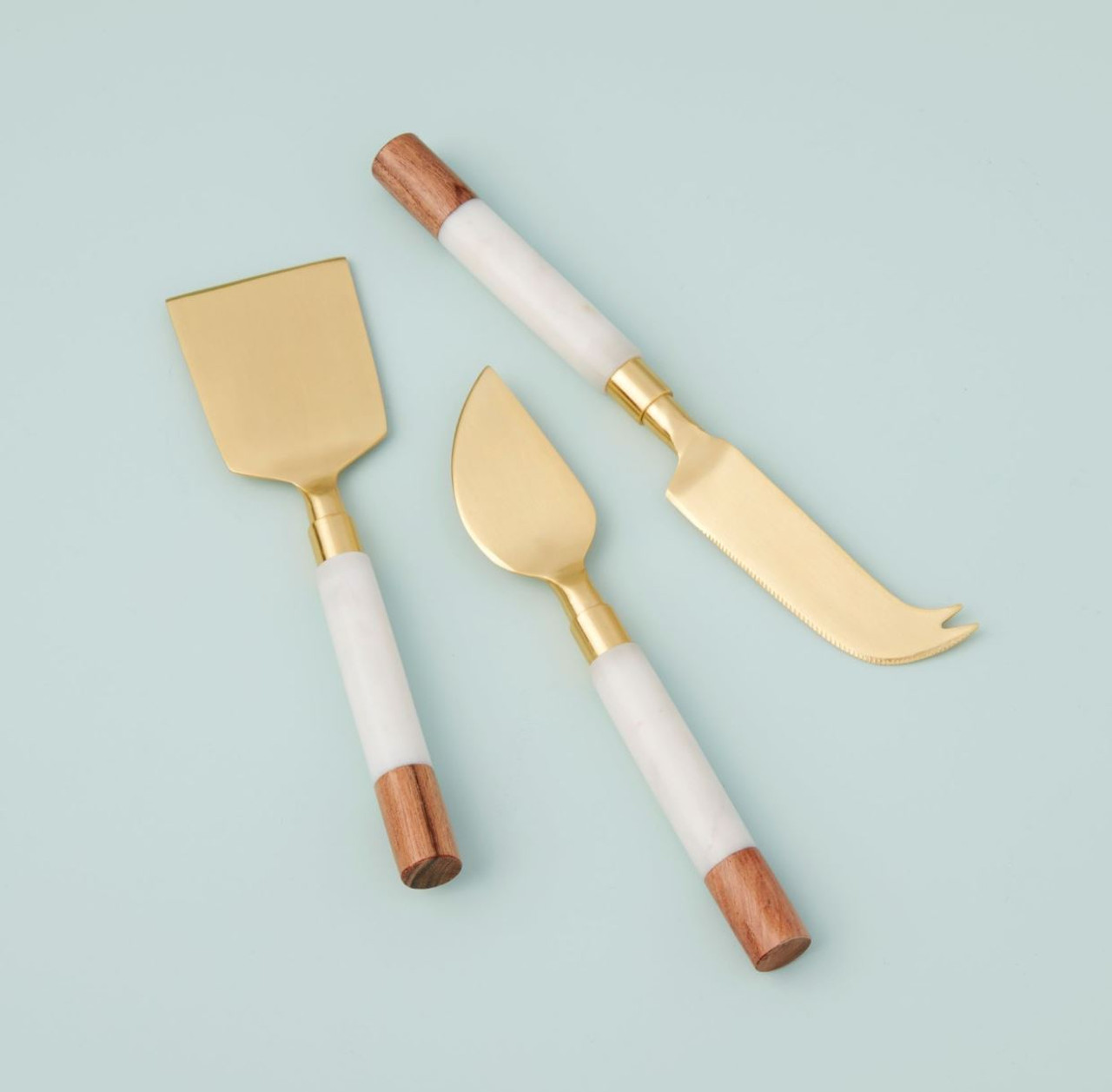 Mango Wood + Marble Cheese Knife Set