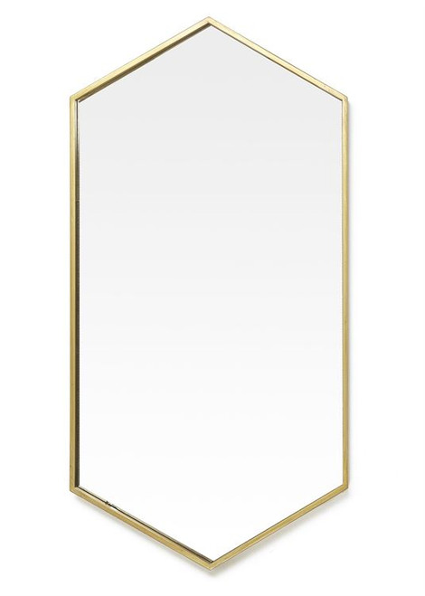 Large Brass Hexagon Mirror