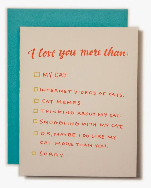 Cat Love Letterpress Checklist Card