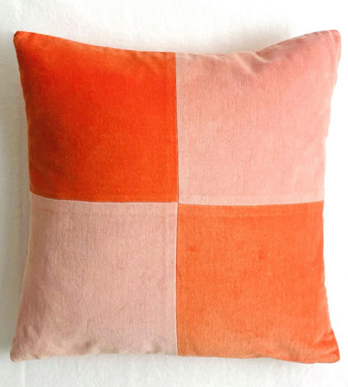 Coral Checkerboard Pillow Cover - 18"x18"