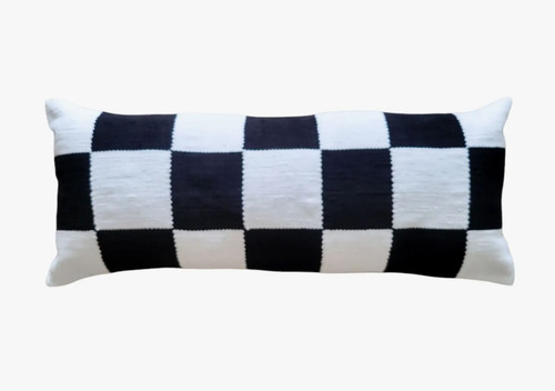 Black + White Checkered Lumbar Pillow