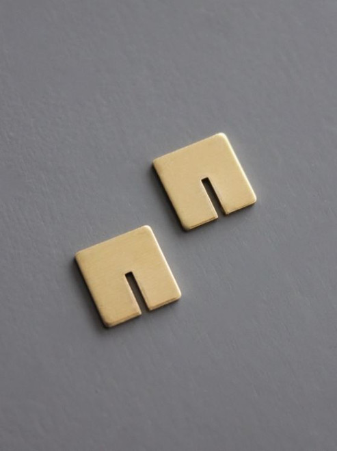 Square Brass Post Earrings