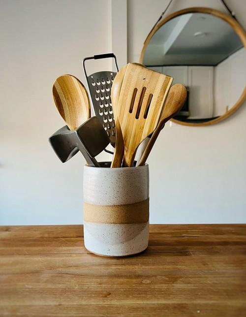 Speckled White Utensil Holder