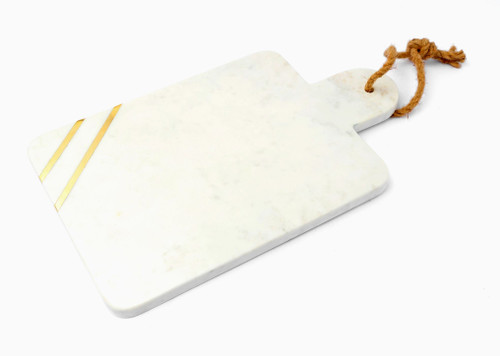 White Double Inlay Marble Serve Board