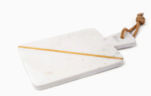 White Single Line Inlay Marble Serve Board